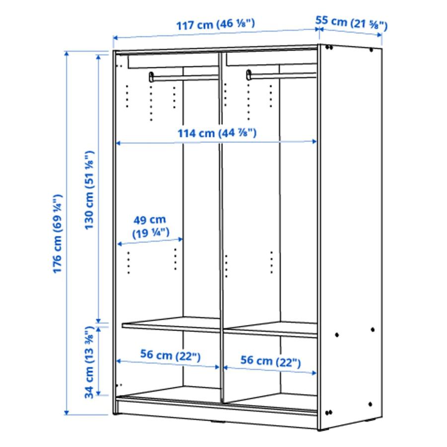 [IKEA/イケア/通販]KLEPPSTAD クレップスタード ワードローブ 引き戸付き, ホワイト, 117x176 cm[3](30437241)の画像