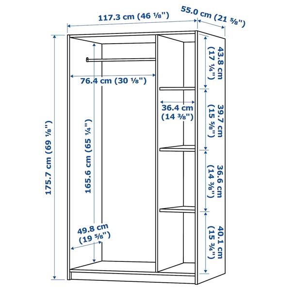 【IKEA/イケア/通販】RAKKESTAD ラッケスタード ワードローブ 扉3枚付き, ブラックブラウン,…[3](30453764)の画像