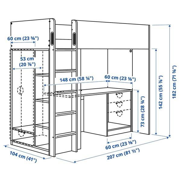 [IKEA/イケア/通販]SMASTAD スモースタードロフトベッドフレーム デスク＆収納付き, ホワイト,90x200 cm[L](30454037) |  | 01