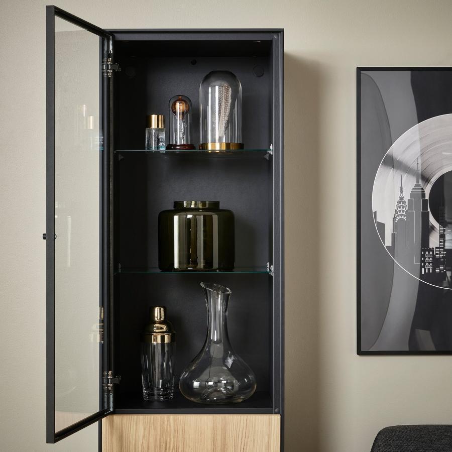 [IKEA/イケア/通販]BOASTAD ボアスタード ハイキャビネット, ブラック/オーク材突き板, 41x32x185 cm[JF](30507007) |  | 02