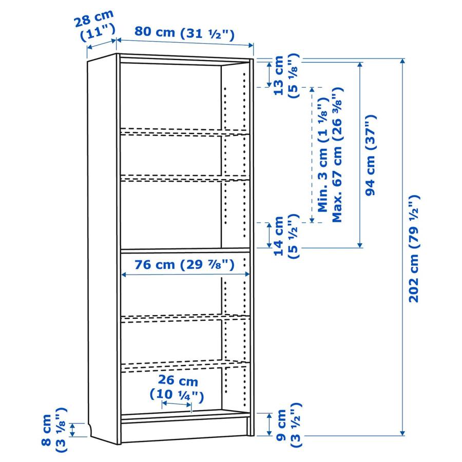 [IKEA/イケア/通販]BILLY ビリー 本棚, ブラウン ウォールナット調, 80x28x202 cm[K](30508653) |  | 04