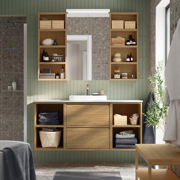 [IKEA/イケア/通販]HAGAAN ハガオーンウォールオープンキャビネット, オーク調,40x15x95 cm[E](30535524) |  | 01