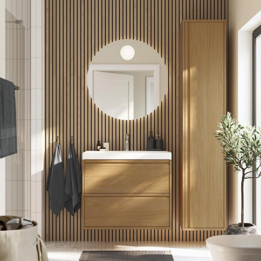 [IKEA/イケア/通販]ANGSJON エングショーン 洗面台 引き出し付き, オーク調, 80x48x63 cm[EE](30556597) |  | 01