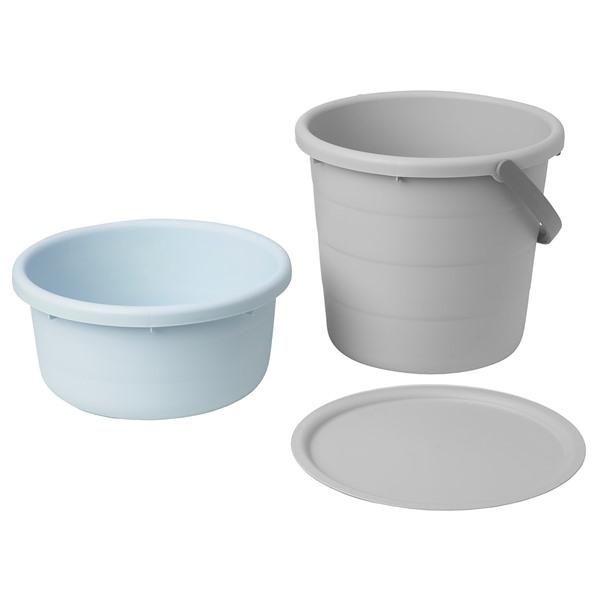 [IKEA/イケア/通販]PEPPRIG ペップリグバケツセット ふた付き 3点, グレー/ブルー[BC](30567614) |  | 01