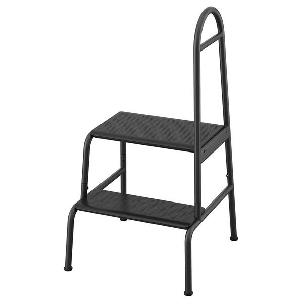 [IKEA/イケア/通販]BASINGEN ベーシンゲンステップスツール ハンドレール付き2段, チャコール[D](30595754) | 