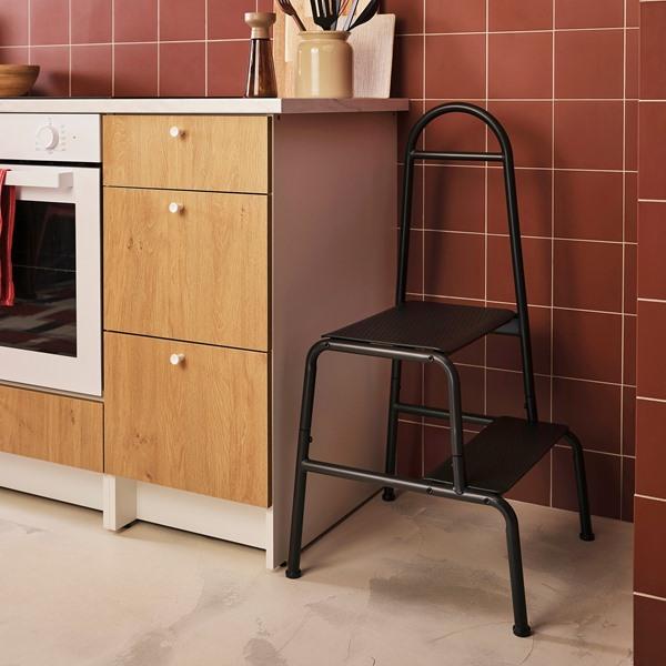 [IKEA/イケア/通販]BASINGEN ベーシンゲンステップスツール ハンドレール付き2段, チャコール[D](30595754) |  | 01