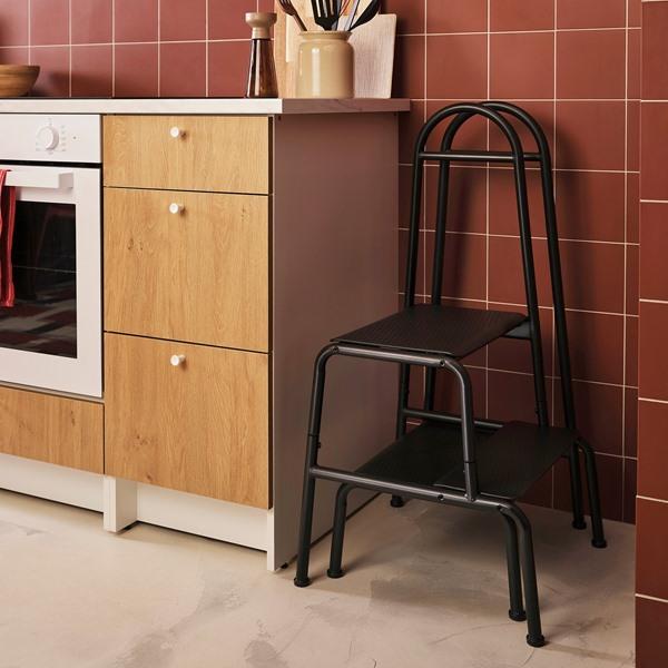 [IKEA/イケア/通販]BASINGEN ベーシンゲンステップスツール ハンドレール付き2段, チャコール[D](30595754) |  | 03