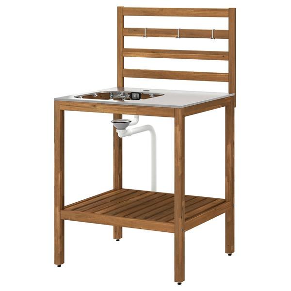 [IKEA/イケア/通販]NAMMARO ネッマローシンク用ユニット, ライトブラウンステイン/ステンレススチール 屋外用,80x62 cm[H](30615380) | 