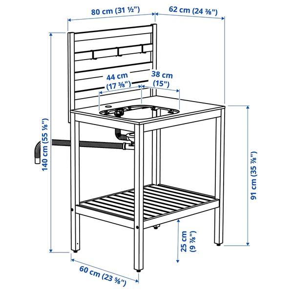 [IKEA/イケア/通販]NAMMARO ネッマローシンク用ユニット, ライトブラウンステイン/ステンレススチール 屋外用,80x62 cm[H](30615380) |  | 03