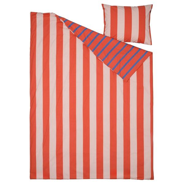 [IKEA/イケア/通販]BARNDROM バーンドローム掛け布団カバー＆枕カバー, ピンク レッド/ストライプ模……[A](30622677) |  | 01