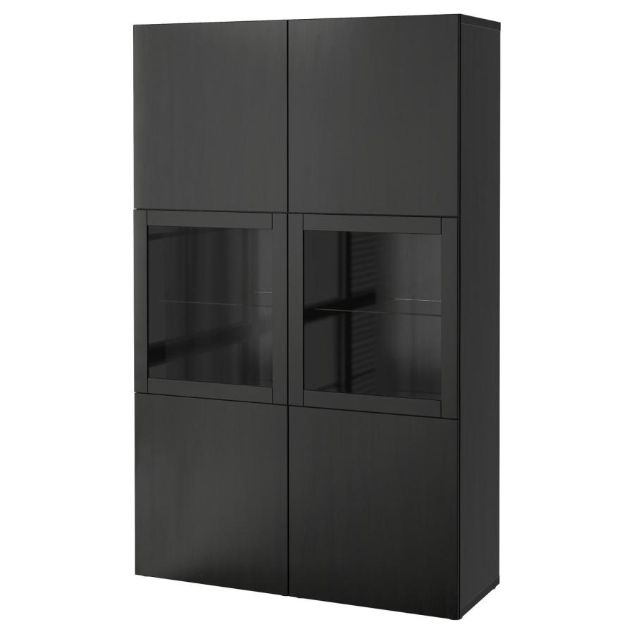 [IKEA/イケア/通販]BESTA ベストー 収納コンビネーション ガラス扉付き, ブラックブラウン ラップヴィーケン/シンドヴィーク ブラックブラウンクリアガラス, 120 | 