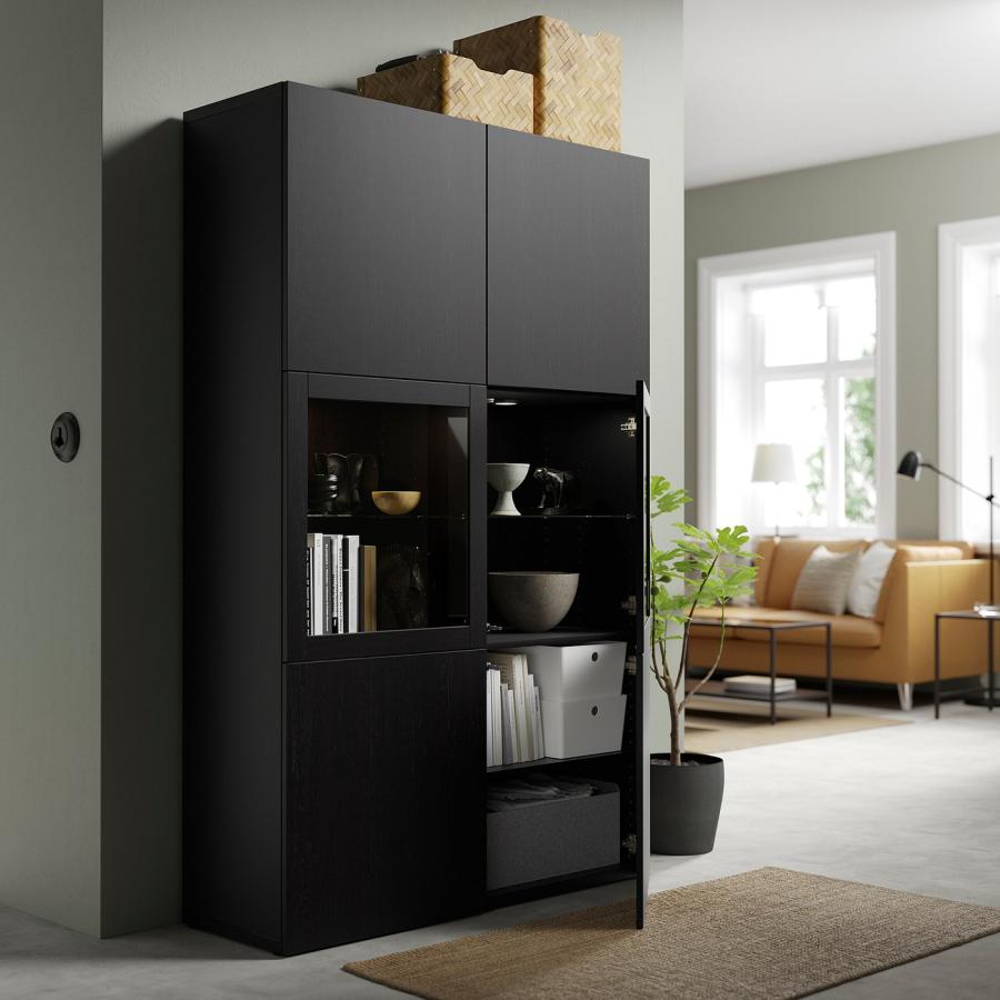 [IKEA/イケア/通販]BESTA ベストー 収納コンビネーション ガラス扉付き, ブラックブラウン ラップヴィーケン/シンドヴィーク ブラックブラウンクリアガラス, 120 |  | 01