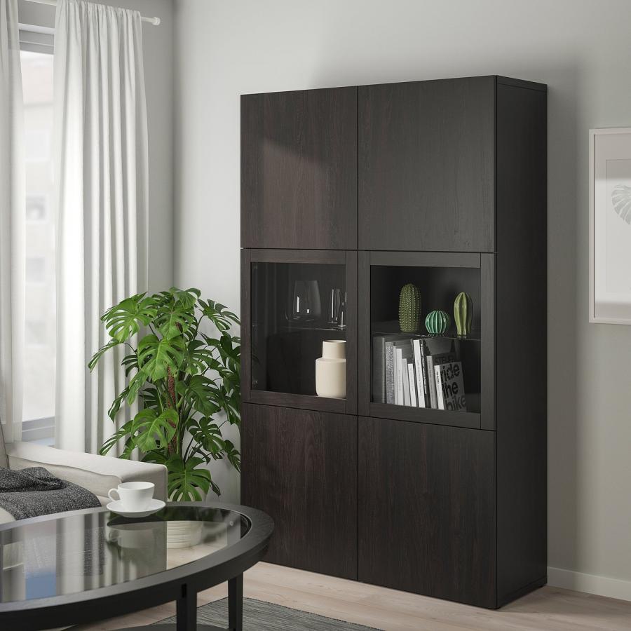 [IKEA/イケア/通販]BESTA ベストー 収納コンビネーション ガラス扉付き, ブラックブラウン ラップヴィーケン/シンドヴィーク ブラックブラウンクリアガラス, 120 |  | 05