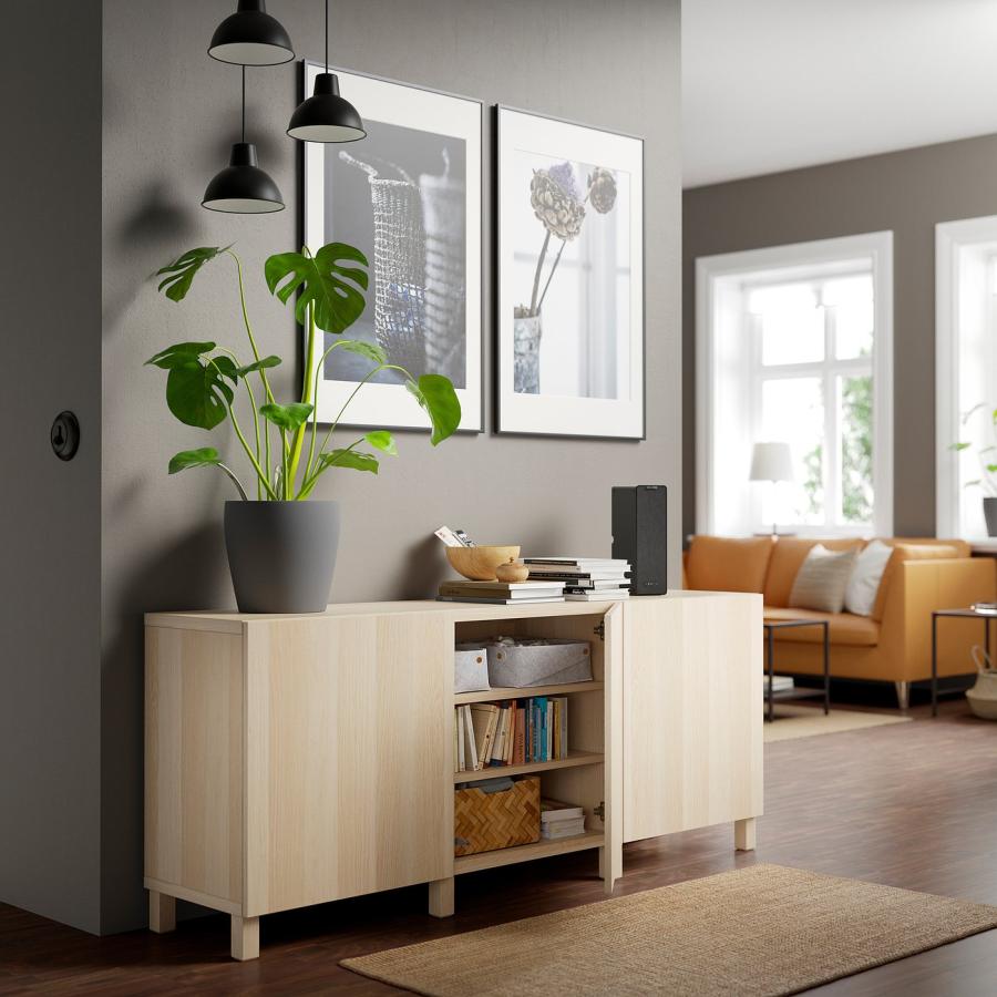 【IKEA/イケア/通販】BESTA ベストー 収納コンビネーション 扉付, ホワイトステインオーク調/ラップヴィーケン/ストゥッバルプ ホワイトステ…[18](39187474) |  | 01