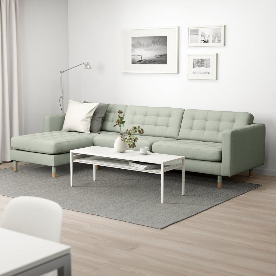 [IKEA/イケア/通販]LANDSKRONA ランズクローナ 4人掛けソファ, 寝椅子付き/グンナレド ライトグリーン/ウッド[4](39270468) |  | 01