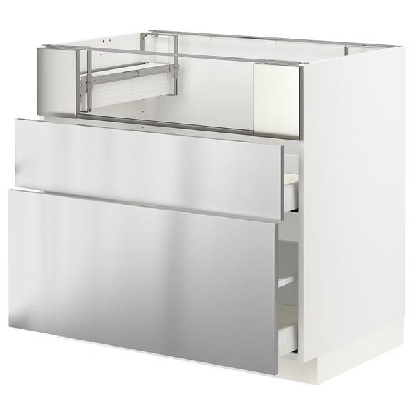 [IKEA/イケア/通販]METOD メトード / MAXIMERA マキシメーラベースキャビネット コンロ/フィッシュグリル/引き出し2用, ホワイト/ヴォールスタ ステンレススチー | 
