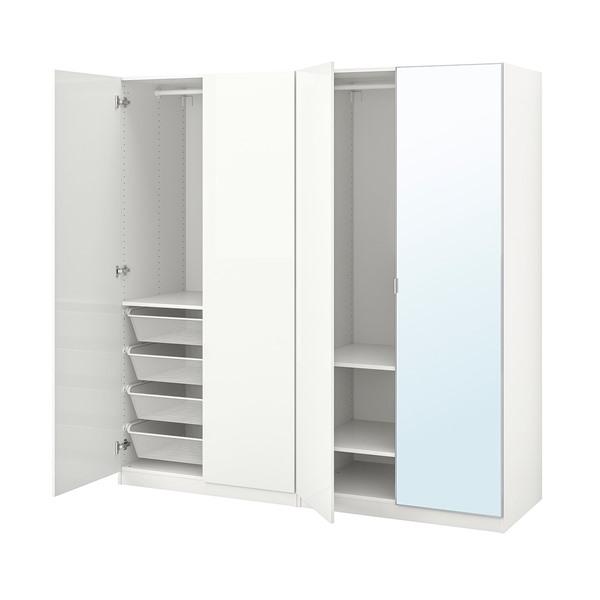 [IKEA/イケア/通販]PAX パックス / FARDAL/AHEIM ファルダル/オーヘイムワードローブコンビネーション, ホワイト ハイグロス/ホワイト ミラーガラス,200x60x201 | 