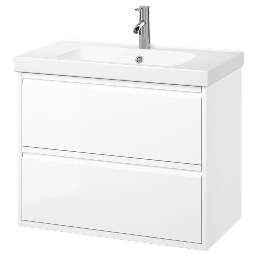 [IKEA/イケア/通販]ANGSJON エングショーン / ORRSJON オルショーン 洗面台 引き出し付き/洗面ボウル/水栓, ハイグロス ホワイト, 82x49x69 cm[5](39521283) | 