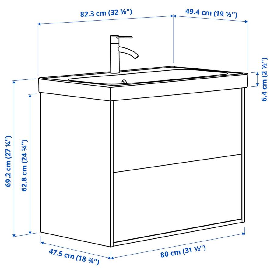 [IKEA/イケア/通販]ANGSJON エングショーン / ORRSJON オルショーン 洗面台 引き出し付き/洗面ボウル/水栓, ハイグロス ホワイト, 82x49x69 cm[5](39521283) |  | 05