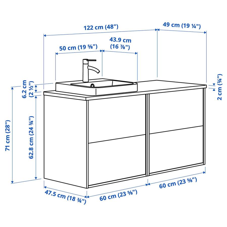 [IKEA/イケア/通販]HAVBACK ハーヴベック / ORRSJON オルショーン 洗面台/洗面ボウル/水栓, ホワイト/ホワイト 大理石調, 122x49x71 cm[8](39572989) |  | 07