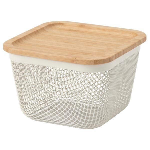 [IKEA/イケア/通販]IKEA 365+食品保存バスケット ふた付き, 正方形 メタル/ホワイト 竹,15x15x11 cm[AA](39581272) | 