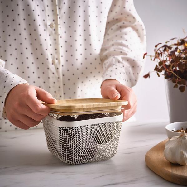 [IKEA/イケア/通販]IKEA 365+食品保存バスケット ふた付き, 正方形 メタル/ホワイト 竹,15x15x11 cm[AA](39581272) |  | 01