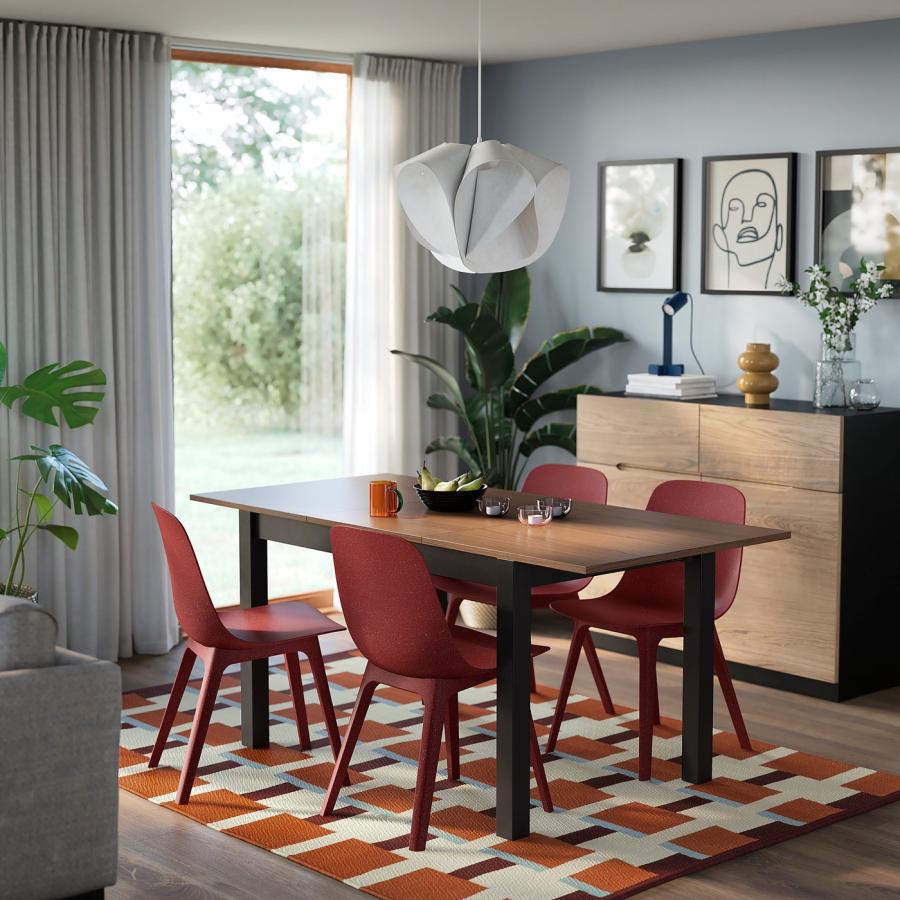 [IKEA/イケア/通販]ALHULT オールフルト / ODGER オドゲル テーブル＆チェア4脚, ブラック/ブラウン/レッド, 120/170x80 cm[6](39611575) |  | 01