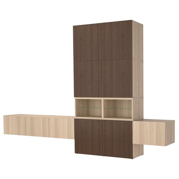 [IKEA/イケア/通販]BESTA ベストー メディア収納コンビネーション, ホワイトステインオーク調 ラップヴィーケン/ビョルケヴィーケン ブラウン, 360x42x231 cm[28 | 