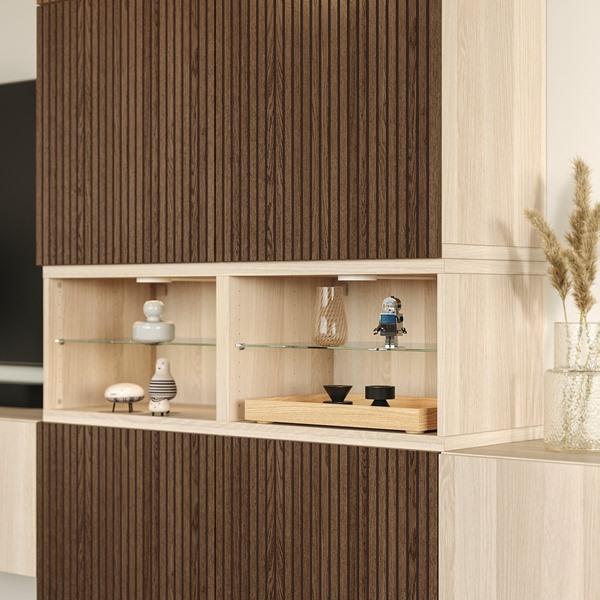[IKEA/イケア/通販]BESTA ベストー メディア収納コンビネーション, ホワイトステインオーク調 ラップヴィーケン/ビョルケヴィーケン ブラウン, 360x42x231 cm[28 |  | 04