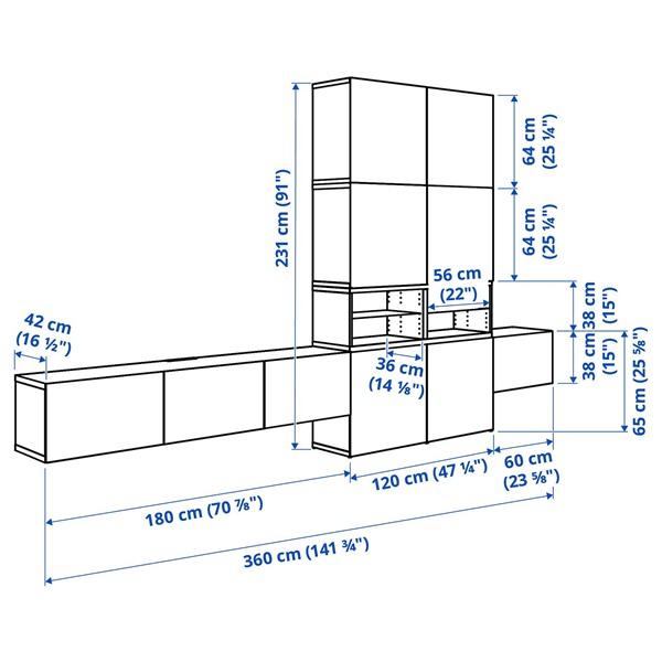 [IKEA/イケア/通販]BESTA ベストー メディア収納コンビネーション, ホワイトステインオーク調 ラップヴィーケン/ビョルケヴィーケン ブラウン, 360x42x231 cm[28 |  | 05