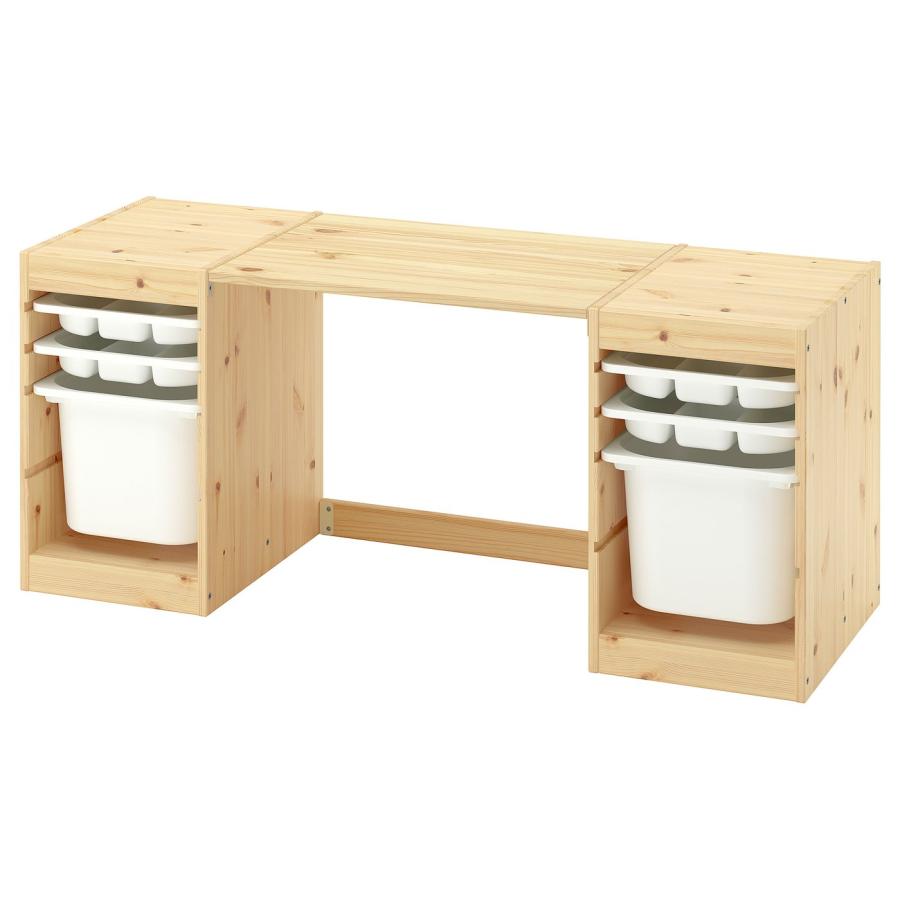 [IKEA/イケア/通販]TROFAST トロファスト デスク 収納ボックス/トレイ付き, ライトホワイトステインパイン/ホワイト, 124x44x53 cm[9](39613942) | 