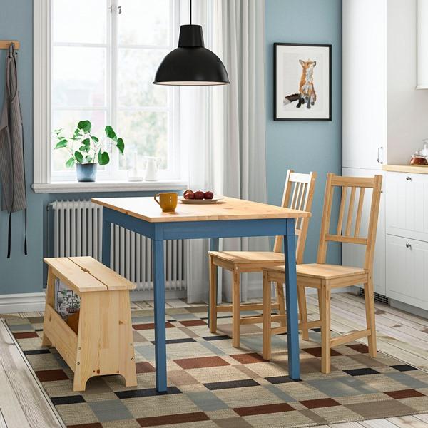 [IKEA/イケア/通販]PINNTORP ピントルプ / PERJOHAN ペルヨハンテーブル チェア2＆ベンチ付き, ライトブラウンステイン ブルーステイン/パイン材 パイン材,125 c |  | 01