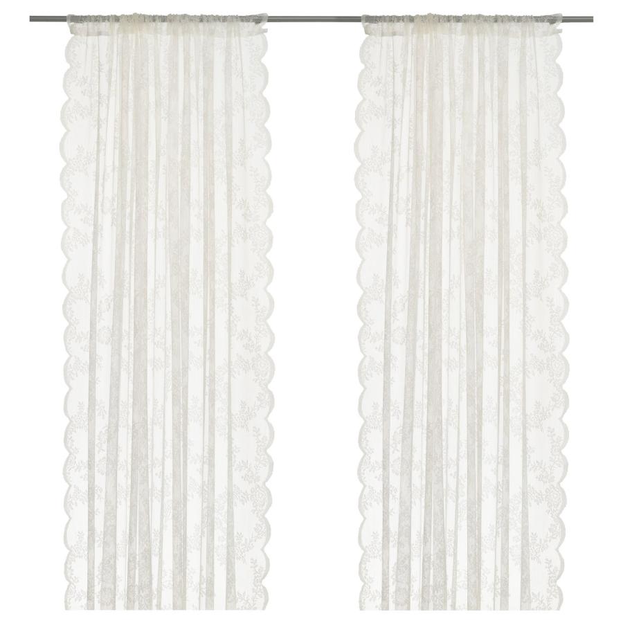 [IKEA/イケア/通販]ALVINE SPETS アルヴィーネ スペッツ レースカーテン1組, オフホワイト/レースポール通しカーテン, 145x250 cm[B](40171863) | 