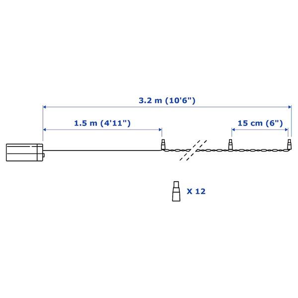 【IKEA/イケア/通販】LEDLJUS レードユース LEDライトチェーン 全12球, 屋外用/電池式 ブラック…[A](40357432) |  | 03