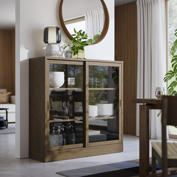 [IKEA/イケア/通販]TONSTAD トンスタードキャビネット ガラス引き戸付き, ブラウン ステインオーク……[HI](40556974) |  | 01
