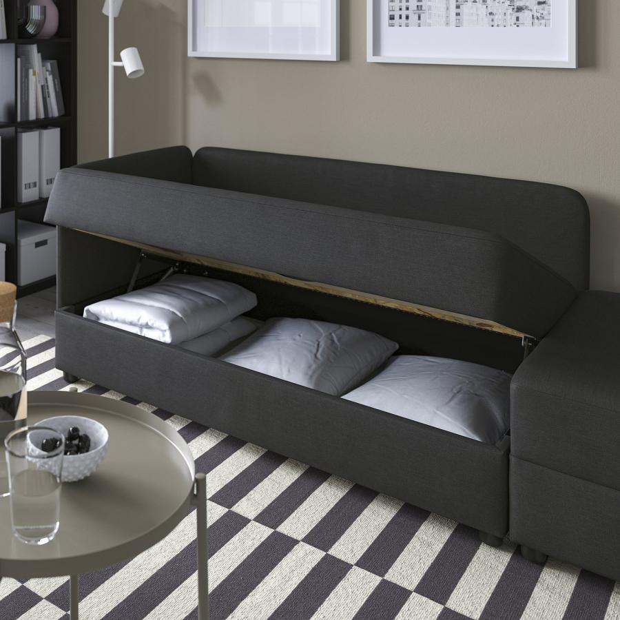 Lindakra リンドークラ ダークグレー L字型ソファ 収納付き IKEA/イケア/通販]LINDAKRA リンドークラ 2人掛けソファベッド