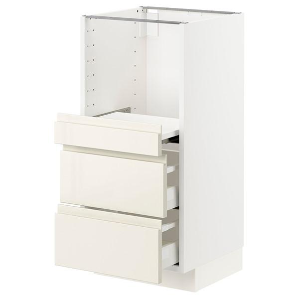 [IKEA/イケア/通販]METOD メトードベースキャビネット 引き出し式シェルフ/引き出し2付き, ホワイト マキシメーラ/ヴォックストルプ ハイグロスライトベージュ,4 | 