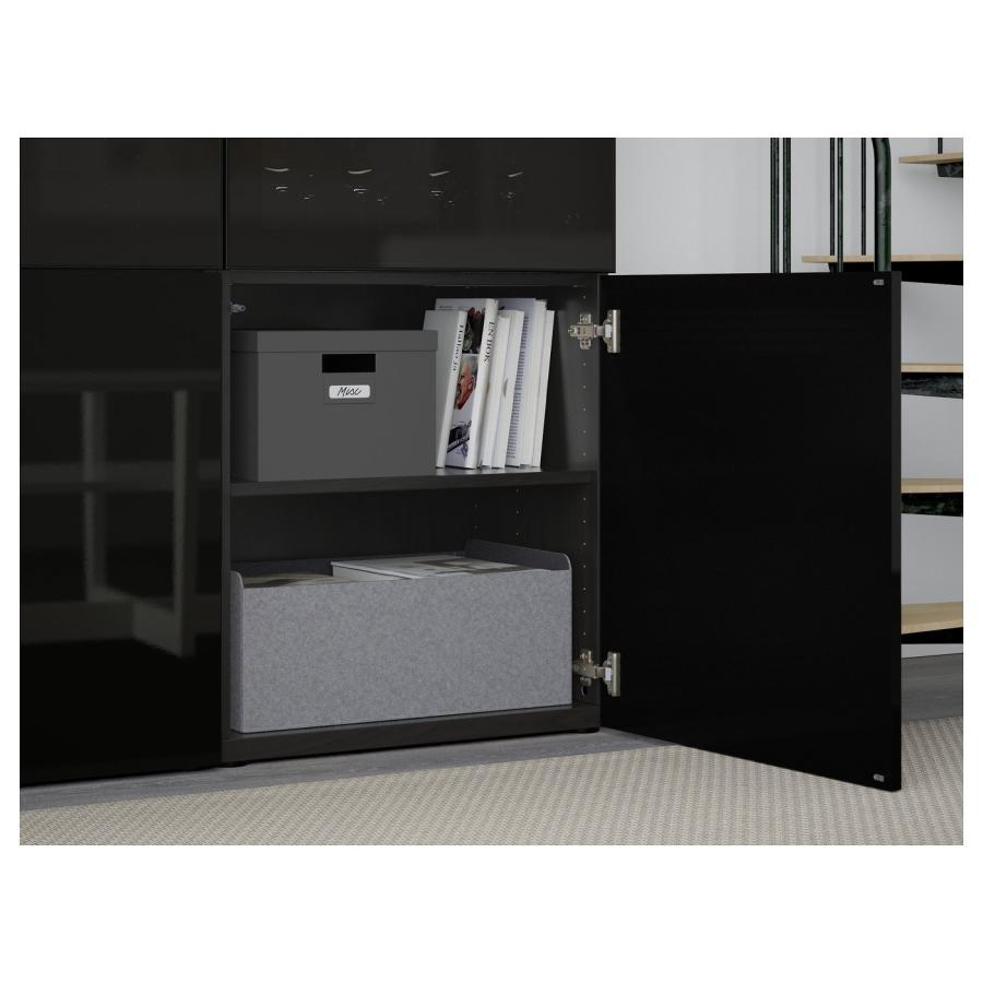 [IKEA/イケア/通販]BESTA ベストー 収納コンビネーション ガラス扉付き, ブラックブラウン/セルスヴィーケン ハイグロス/ブラックスモークガラス, 120x42x193 cm |  | 04