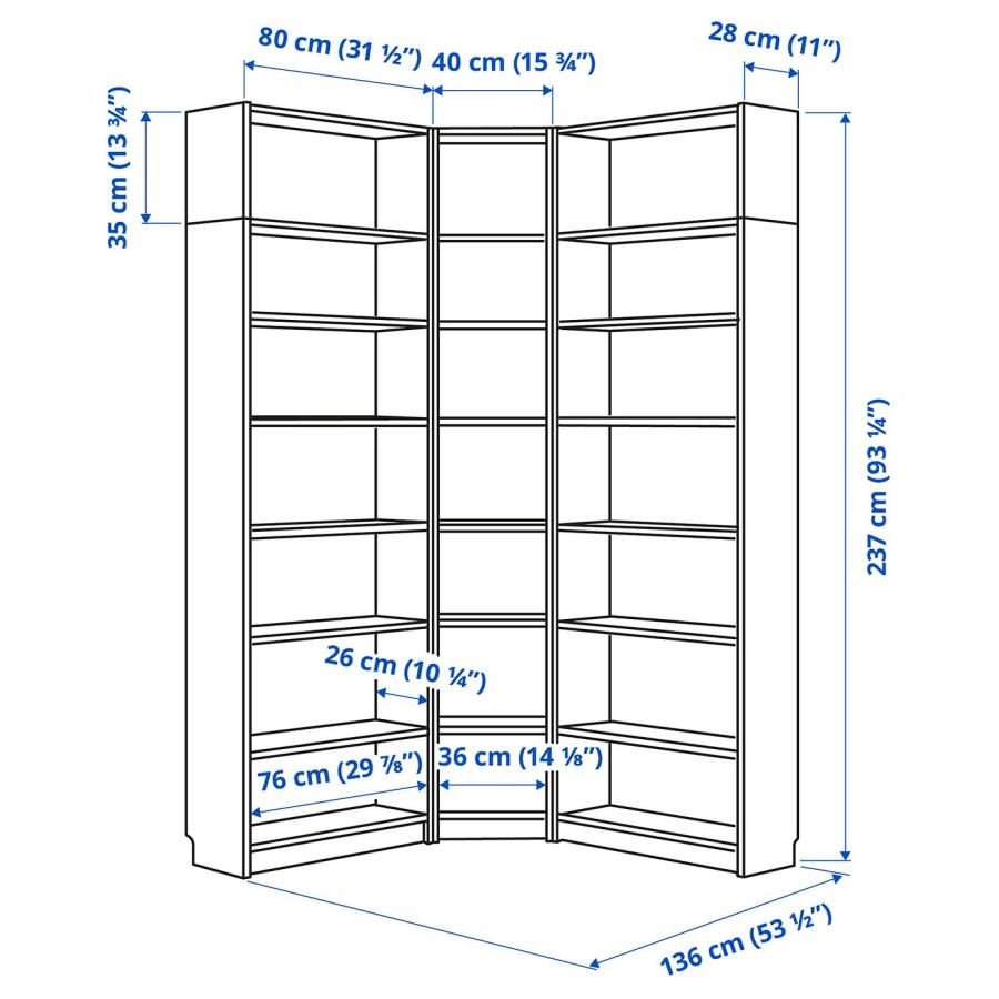 [IKEA/イケア/通販]BILLY ビリー 本棚 コーナーコンビネーション 追加ユニット付き, ブラック オーク調, 136/136x28x237 cm[7](49483780) |  | 06