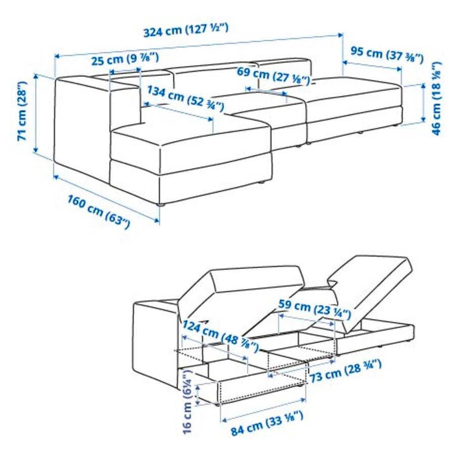 IKEA/イケア/通販]JATTEBO イェッテボ 3.5人掛けモジュールソファ 寝