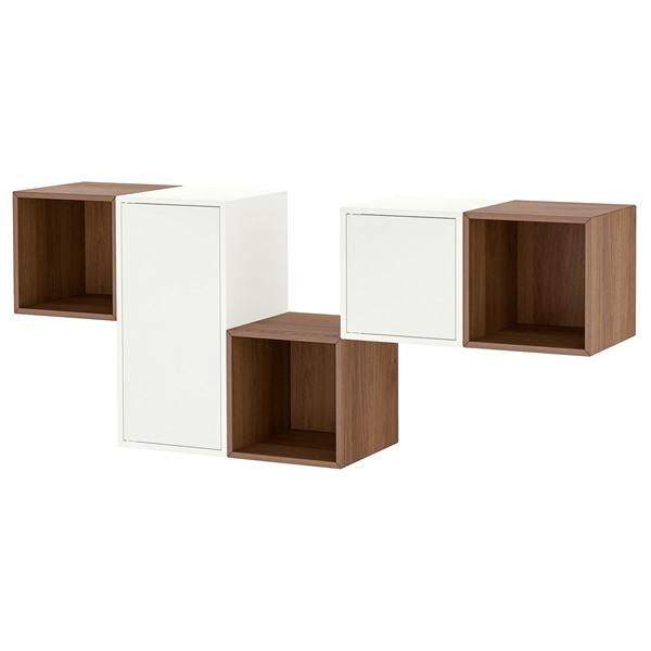 [IKEA/イケア/通販]EKET エーケト壁取り付け式キャビネットコンビネーション, ホワイト/ブラウン ウォールナット調,175x35x70 cm[4](49490318) | 