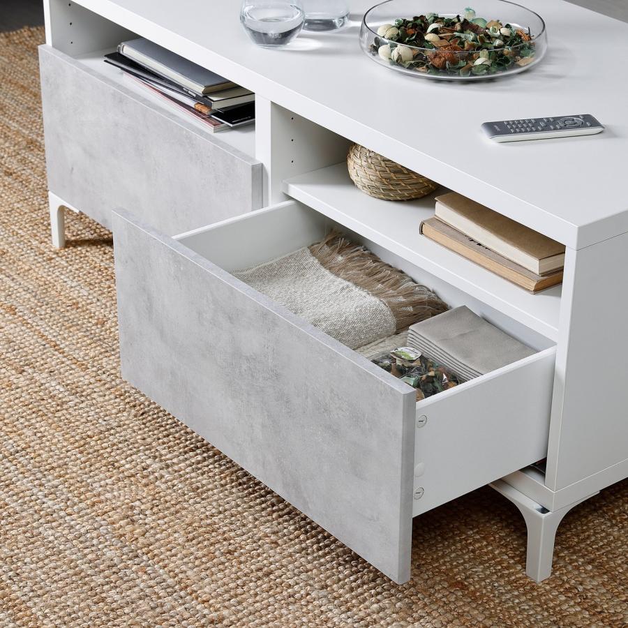 [IKEA/イケア/通販]BESTA ベストー コーヒーテーブル引き出し付き, ホワイト カルヴィーケン/ライトグレー コンクリート調, 120x58 cm[15](49509657) |  | 02