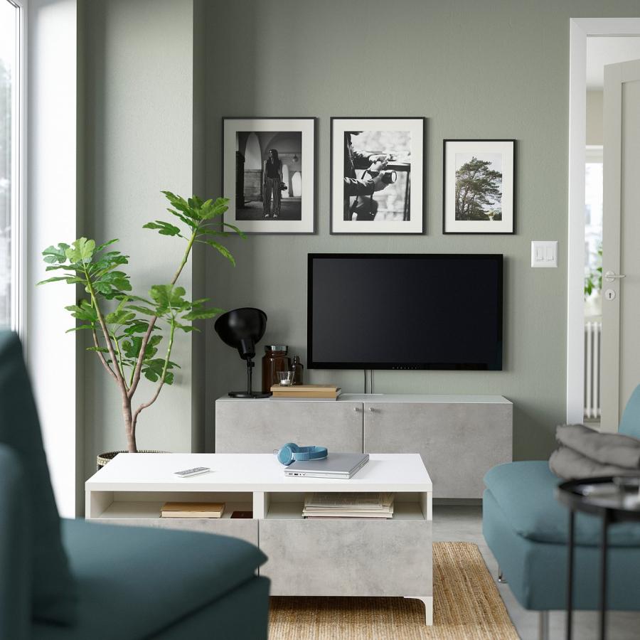 [IKEA/イケア/通販]BESTA ベストー コーヒーテーブル引き出し付き, ホワイト カルヴィーケン/ライトグレー コンクリート調, 120x58 cm[15](49509657) |  | 04