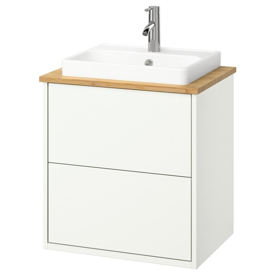 [IKEA/イケア/通販]HAVBACK ハーヴベック / ORRSJON オルショーン 洗面台 引き出し付き/洗面ボウル/水栓, ホワイト/竹, 62x49x71 cm[6](49526751) | 