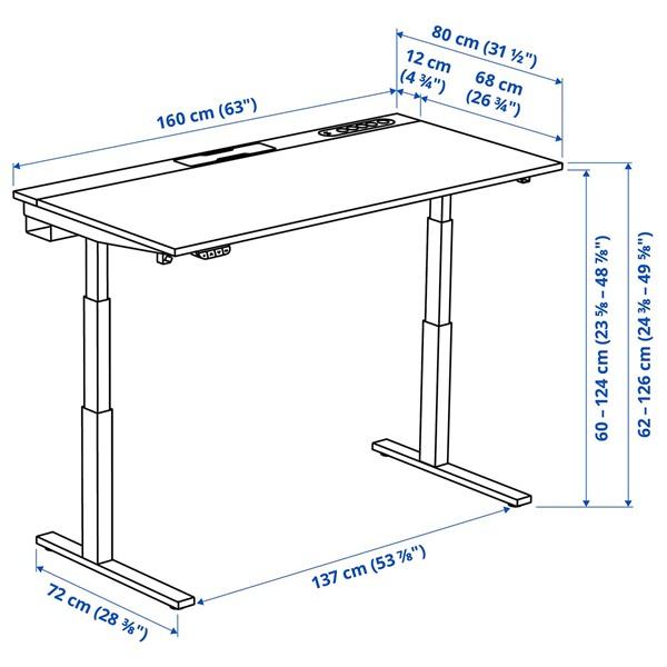 [IKEA/イケア/通販]MITTZON ミッツォーンデスク 昇降式, 100V ウォールナット材突き板/ホワイト,160x80 cm[4](49530338) |  | 07