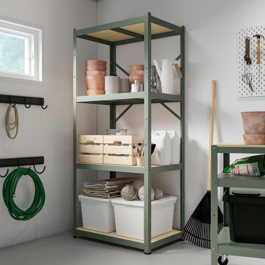 [IKEA/イケア/通販]BROR ブロール シェルフユニット, グレーグリーン/パイン材合板, 85x55x190 cm[5](49532182) |  | 01