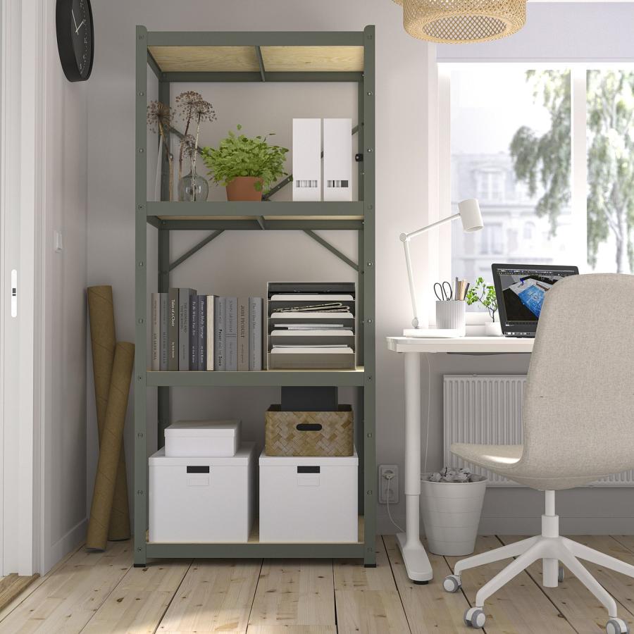 [IKEA/イケア/通販]BROR ブロール シェルフユニット, グレーグリーン/パイン材合板, 85x55x190 cm[5](49532182) |  | 02