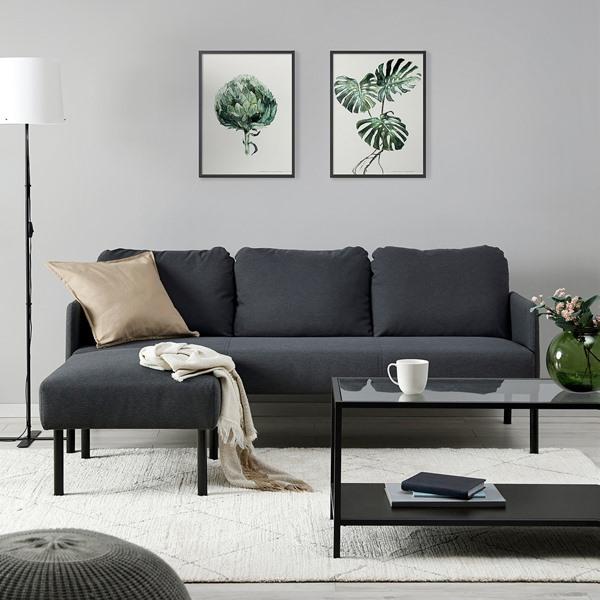 [IKEA/イケア/通販]GLOSTAD グロスタード3人掛けソファ 寝椅子付き, クニーサ ダークグレー[LE](49578599) |  | 01