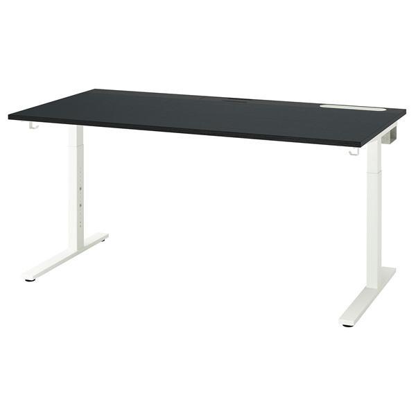 [IKEA/イケア/通販]MITTZON ミッツォーンデスク, ブラックステインアッシュ材突き板/ブラック ホワイト,160x80 cm[3](49591379) | 
