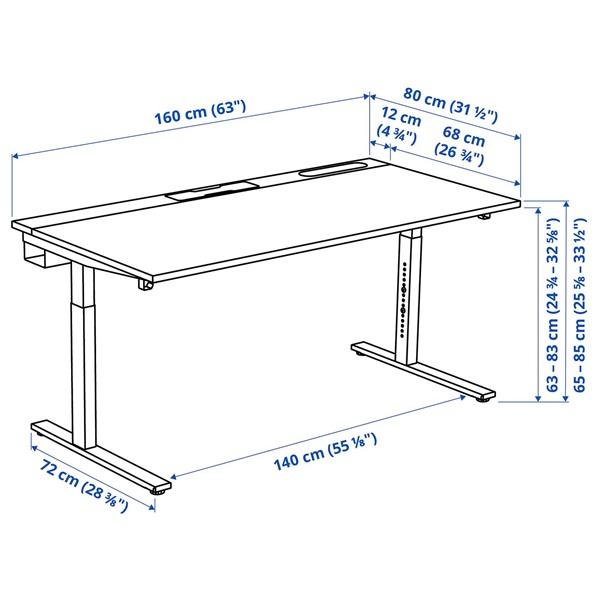 [IKEA/イケア/通販]MITTZON ミッツォーンデスク, ブラックステインアッシュ材突き板/ブラック ホワイト,160x80 cm[3](49591379) |  | 01